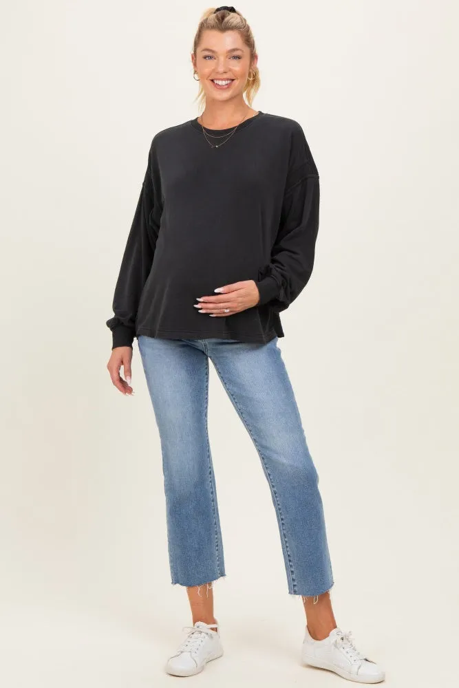 Black Oversized Cutout Back Maternity Sweatshirt sold by Pinkblush product image thumbnail 2