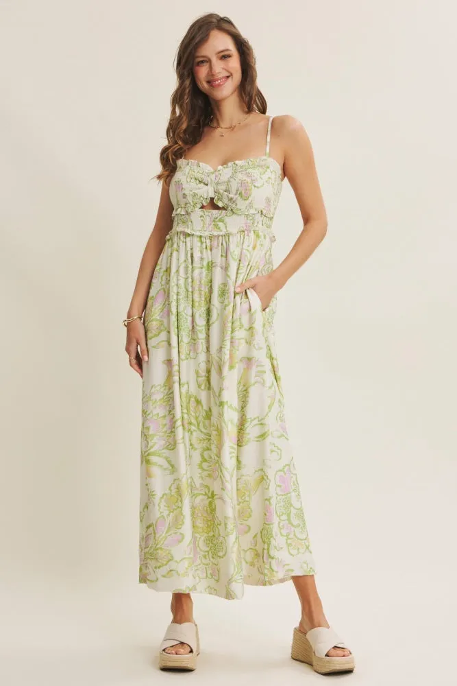 Green Cream Elegant Floral Maternity Maxi Dress sold by Pinkblush product image thumbnail 5