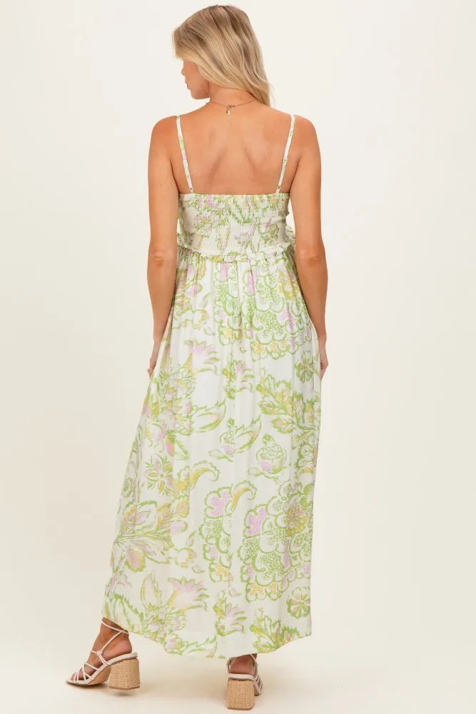Green Cream Elegant Floral Maternity Maxi Dress sold by Pinkblush product image thumbnail 4