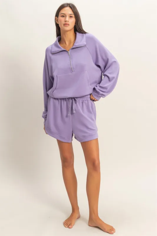 Dusty Purple Drawstring Relaxed Fit Shorts made by HYFVE