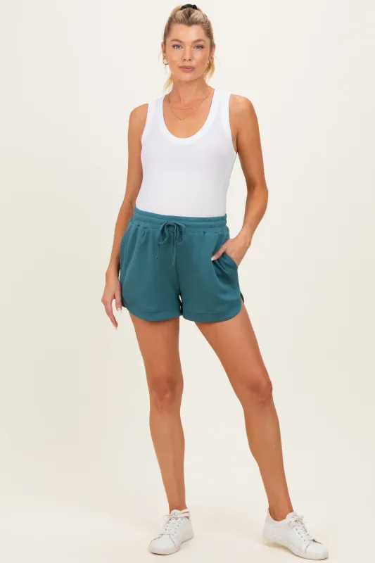 Teal Drawstring Relaxed Fit Maternity Shorts made by HYFVE