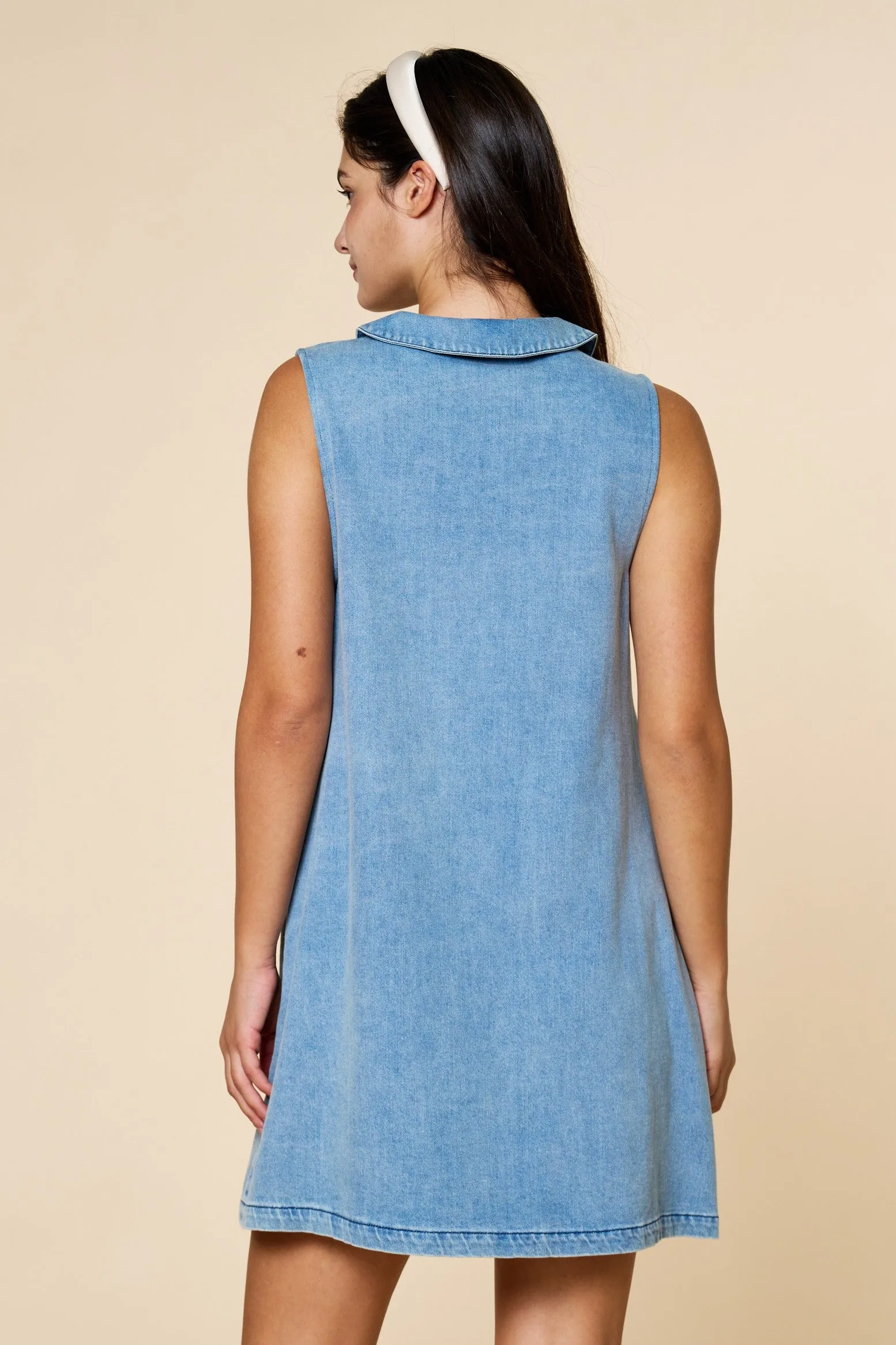 Denim Button Down Mini Shirt Dress sold by Pinkblush product image thumbnail 3