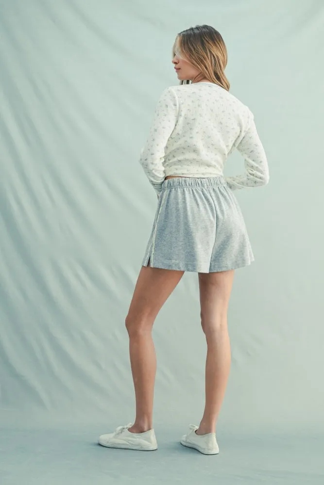 Grey Floral Print Side Stripe Shorts sold by Pinkblush product image thumbnail 4