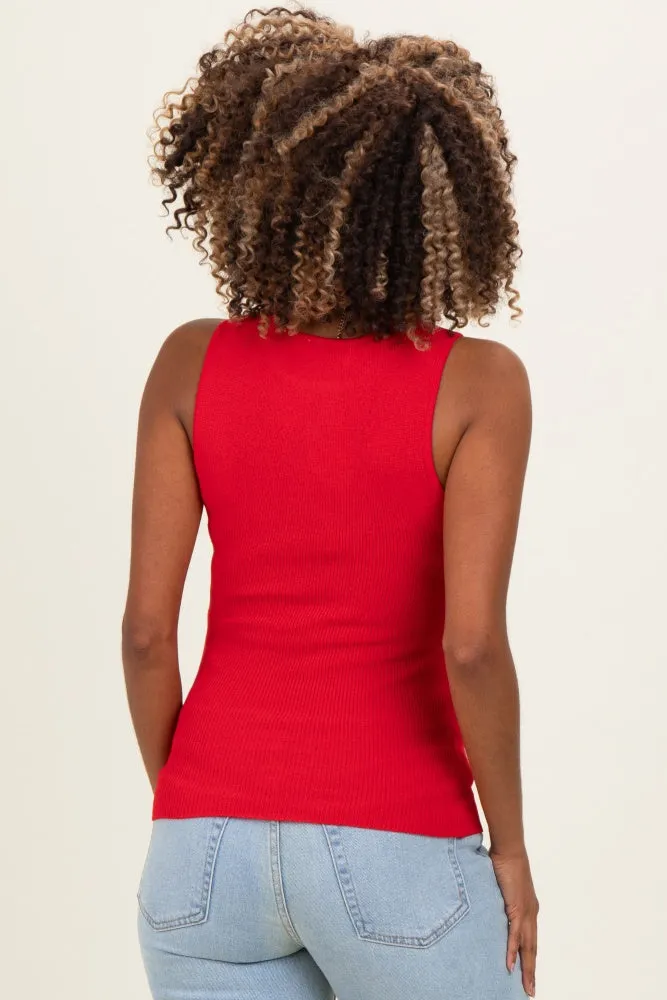 Red Ribbed Knit Maternity Tank Top sold by Pinkblush product image thumbnail 3