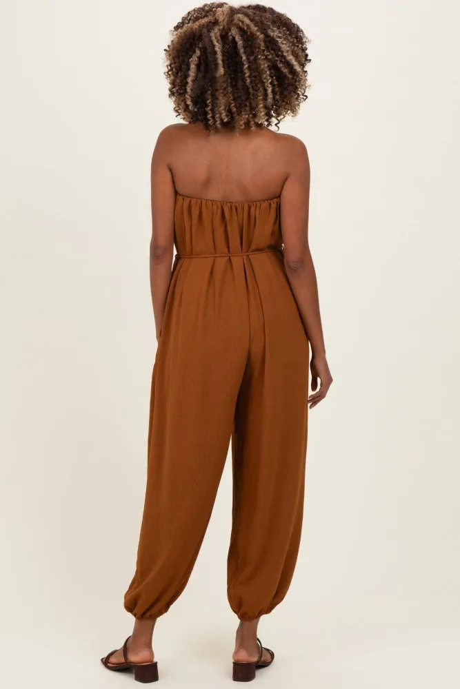 Sepia Strapless Waist Tie Maternity Jumpsuit sold by Pinkblush product image thumbnail 4