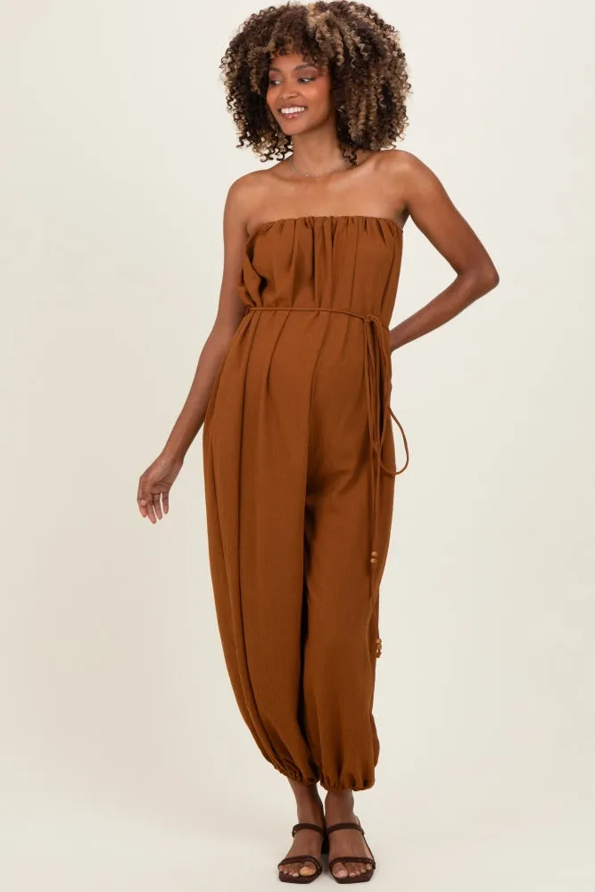 Sepia Strapless Waist Tie Maternity Jumpsuit sold by Pinkblush product image thumbnail 2
