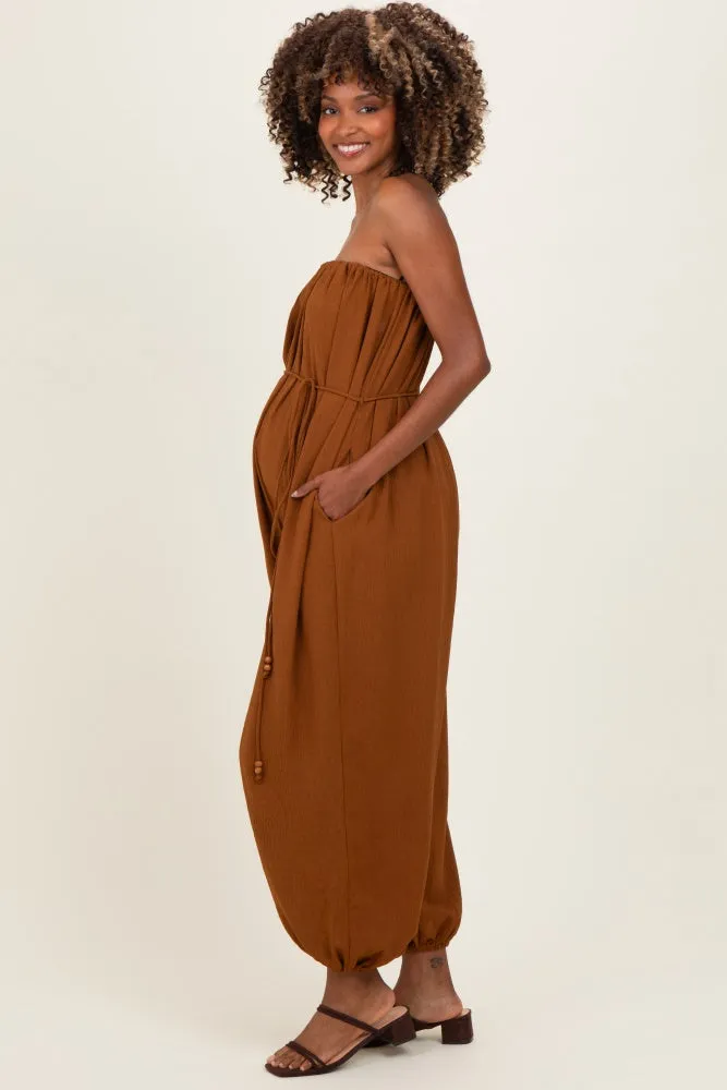 Sepia Strapless Waist Tie Maternity Jumpsuit sold by Pinkblush product image thumbnail 3