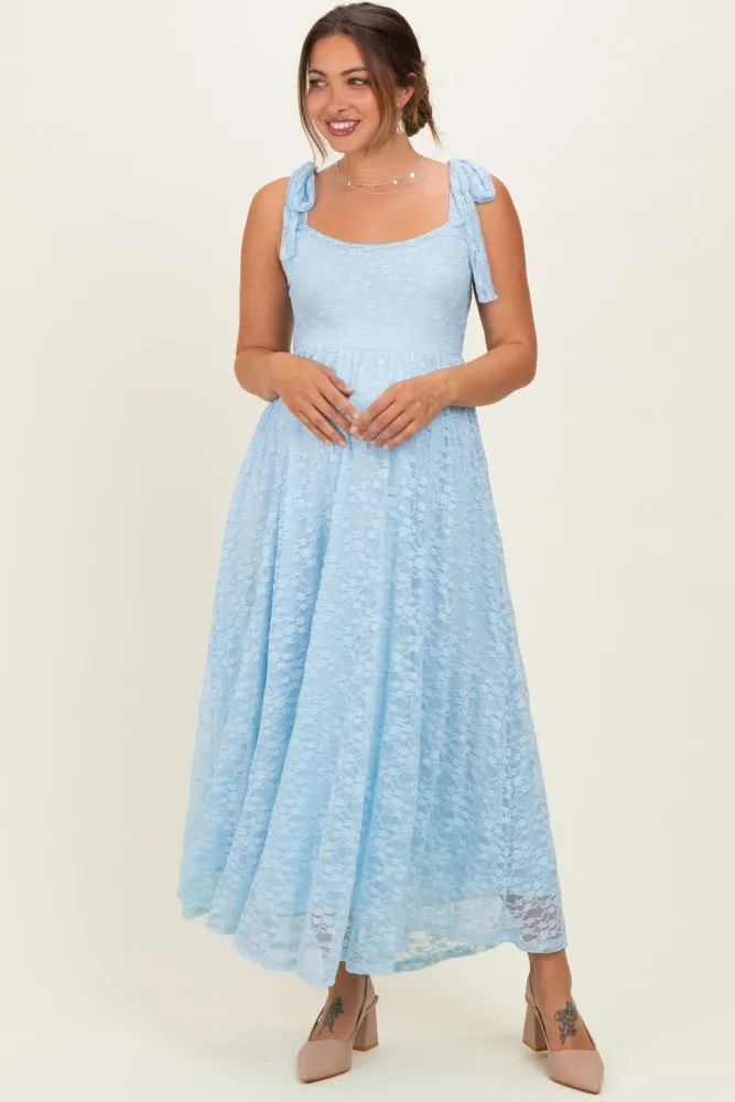 Light Blue Sleeveless Lace Maternity Maxi Dress sold by Pinkblush