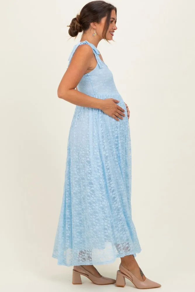 Light Blue Sleeveless Lace Maternity Maxi Dress sold by Pinkblush product image thumbnail 2