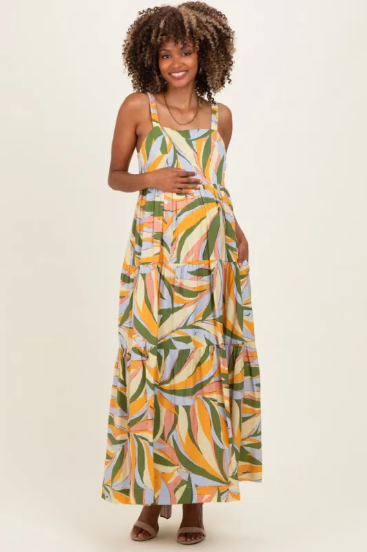 Multicolor Printed Open Back Maternity Maxi Dress made by Dress Forum