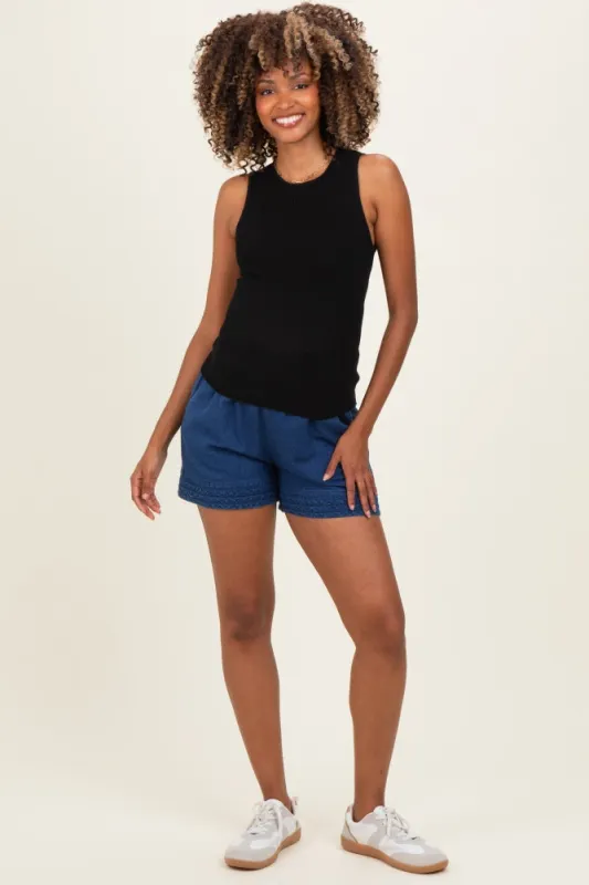 Black Ribbed Knit Maternity Tank Top made by HYFVE