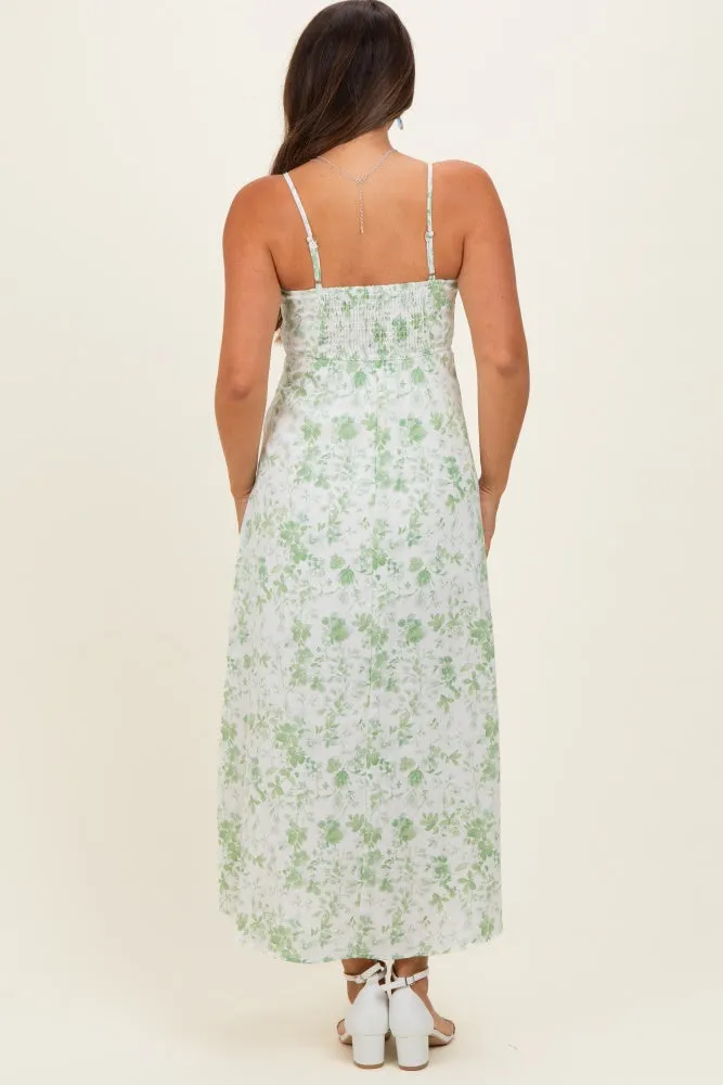 Light Green Floral Sleeveless Maternity Midi Dress sold by Pinkblush product image thumbnail 3