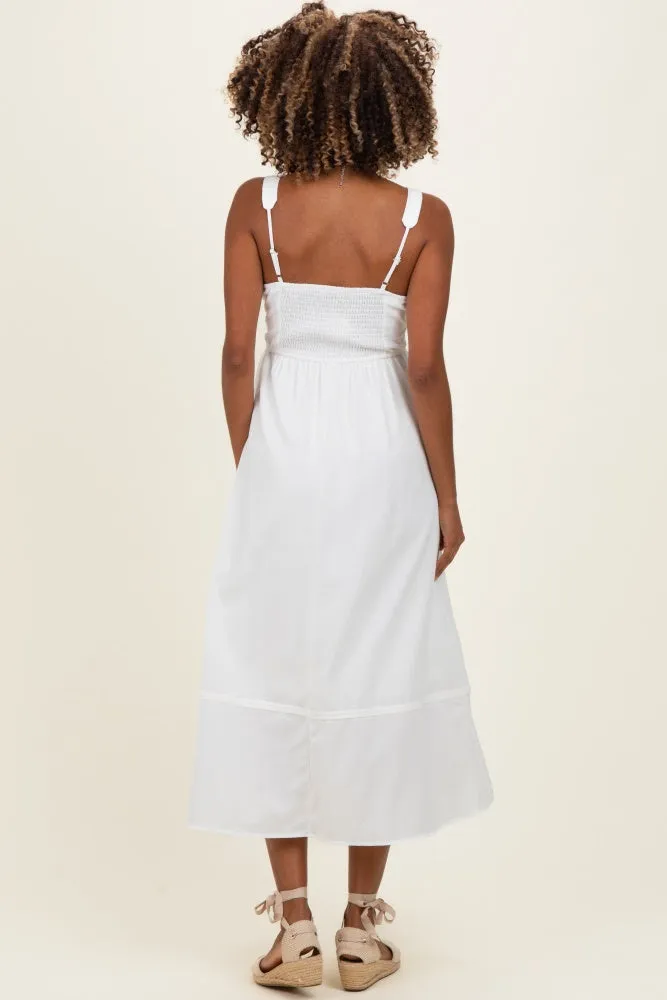 Ivory Linen Blend Sleeveless Maternity Midi Dress sold by Pinkblush product image thumbnail 3