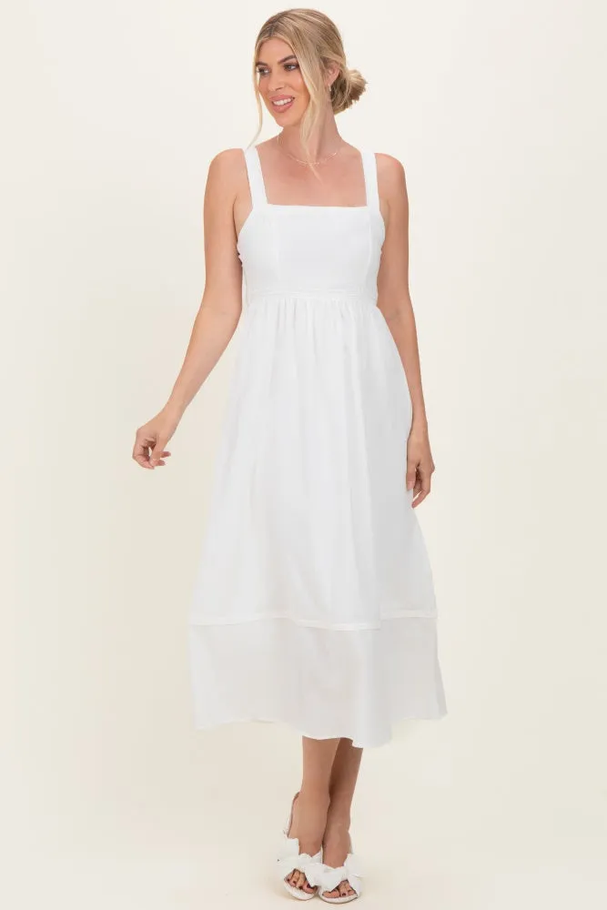 Ivory Linen Blend Sleeveless Maternity Midi Dress sold by Pinkblush product image thumbnail 4