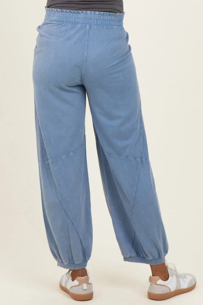Dusty Blue Mineral Wash Terry Maternity Sweatpants sold by Pinkblush product image thumbnail 5