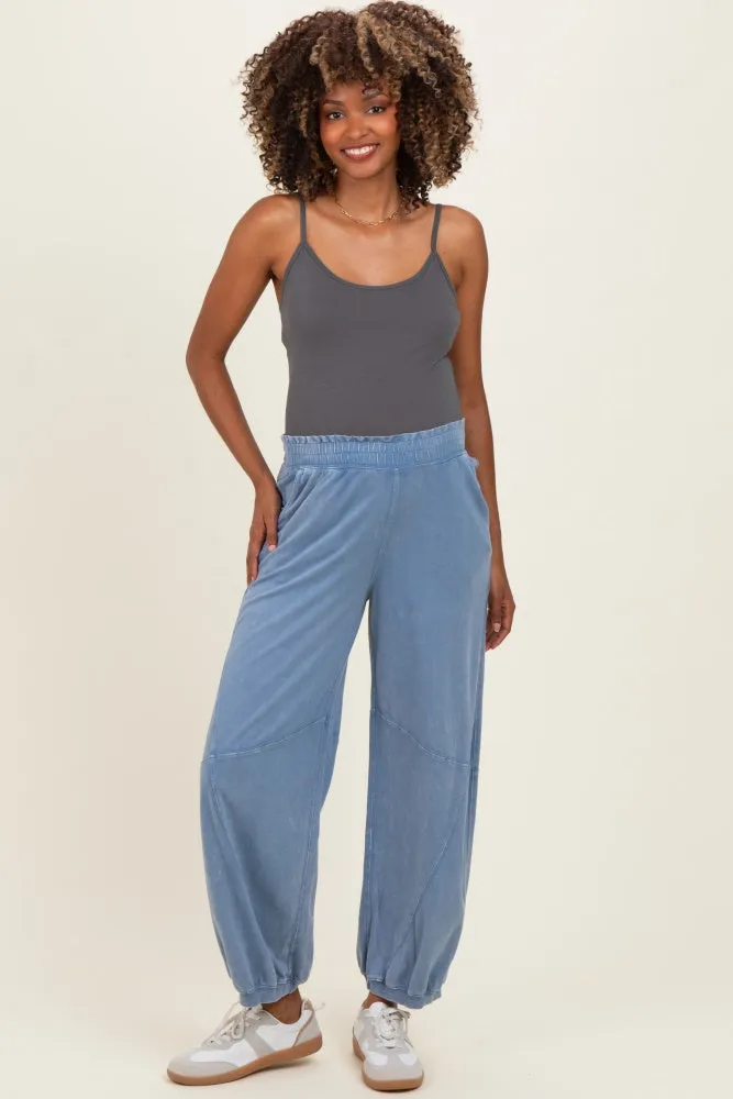 Dusty Blue Mineral Wash Terry Maternity Sweatpants sold by Pinkblush product image thumbnail 2