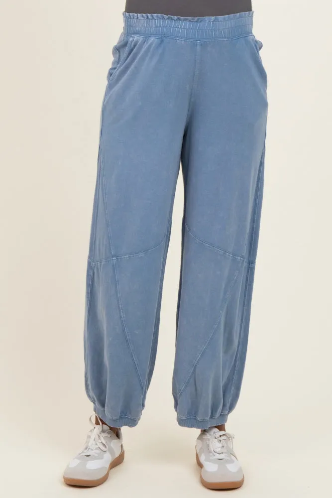 Dusty Blue Mineral Wash Terry Maternity Sweatpants sold by Pinkblush product image thumbnail 3