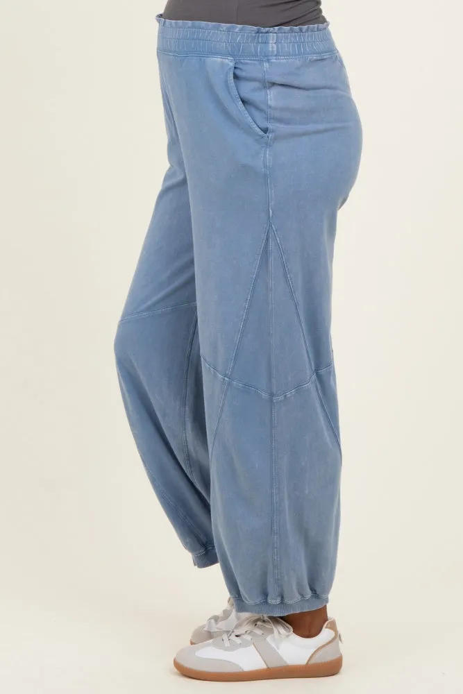 Dusty Blue Mineral Wash Terry Maternity Sweatpants sold by Pinkblush product image thumbnail 4