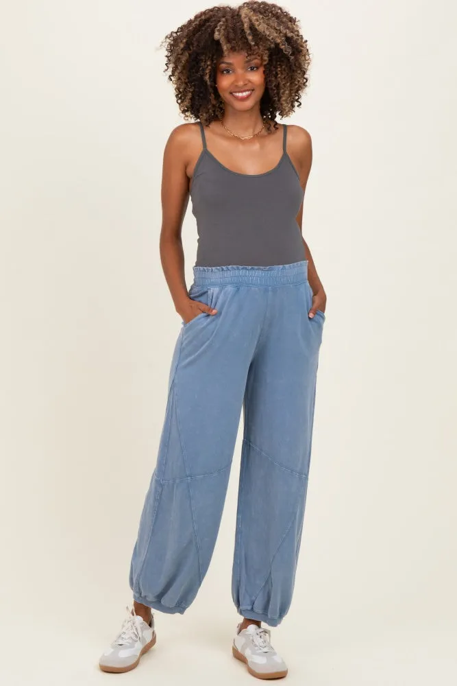 Dusty Blue Mineral Wash Terry Maternity Sweatpants sold by Pinkblush