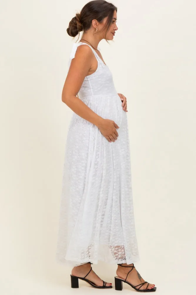 Ivory Sleeveless Lace Maternity Maxi Dress sold by Pinkblush product image thumbnail 2