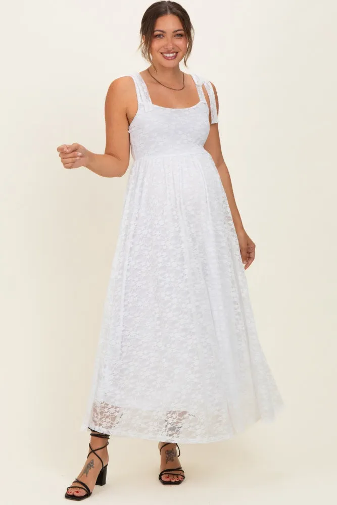 Ivory Sleeveless Lace Maternity Maxi Dress sold by Pinkblush