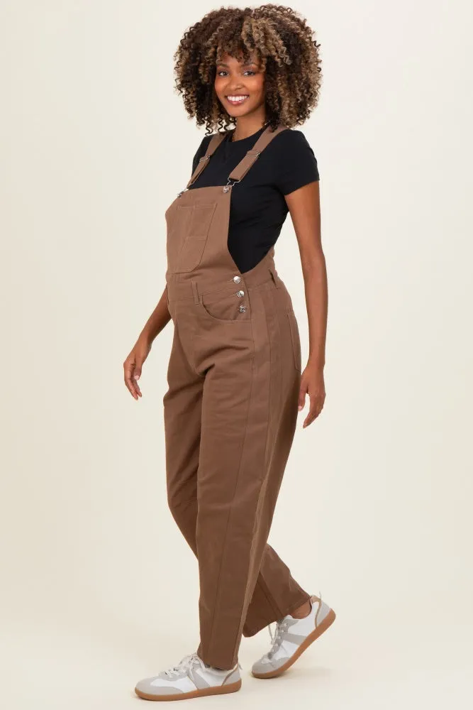 Mocha Barrel Leg Maternity Overalls sold by Pinkblush product image thumbnail 2
