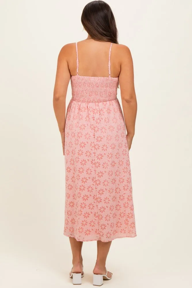 Strawberry Floral Gingham Maternity Midi Dress sold by Pinkblush product image thumbnail 3