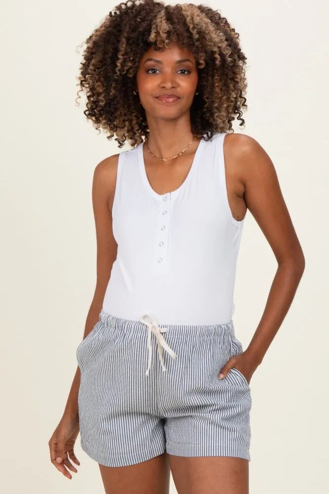 Navy Striped Drawstring Maternity Shorts sold by Pinkblush product image thumbnail 2