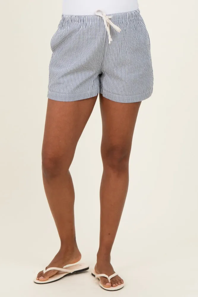 Navy Striped Drawstring Maternity Shorts sold by Pinkblush product image thumbnail 3