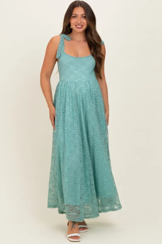 Mint Sleeveless Lace Maternity Maxi Dress made by Pinkblush