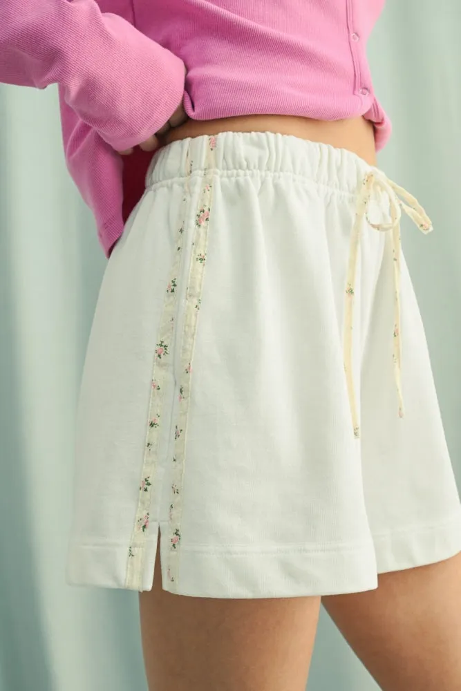 White Floral Print Side Stripe Shorts sold by Pinkblush product image thumbnail 3