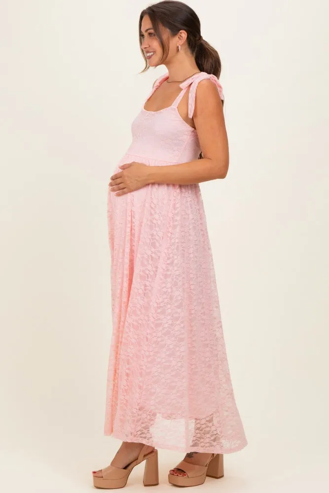 Light Pink Sleeveless Lace Maternity Maxi Dress sold by Pinkblush product image thumbnail 2