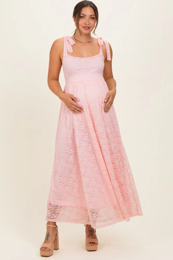 Light Pink Sleeveless Lace Maternity Maxi Dress sold by Pinkblush