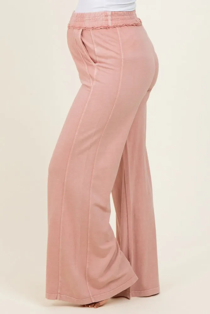 Dusty Pink Mineral Wash Wide Leg Maternity Pants sold by Pinkblush product image thumbnail 4