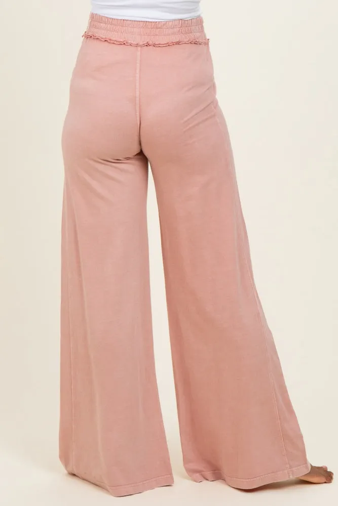 Dusty Pink Mineral Wash Wide Leg Maternity Pants sold by Pinkblush product image thumbnail 5