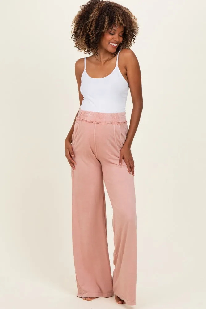 Dusty Pink Mineral Wash Wide Leg Maternity Pants sold by Pinkblush product image thumbnail 2
