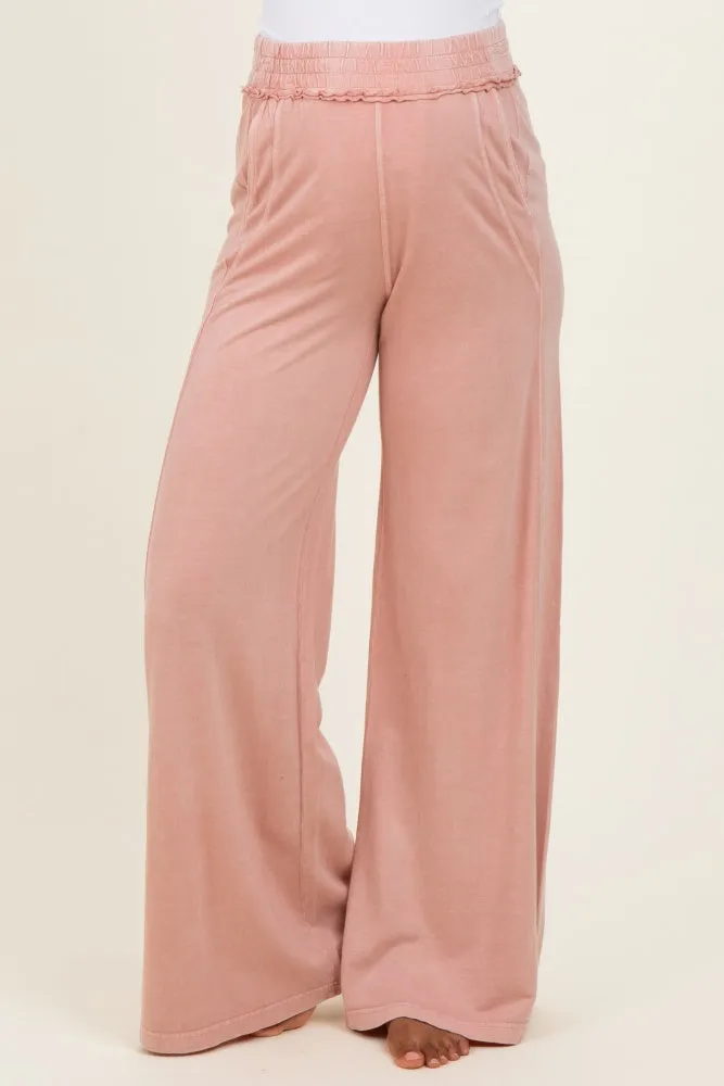 Dusty Pink Mineral Wash Wide Leg Maternity Pants sold by Pinkblush product image thumbnail 3