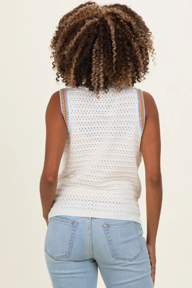 Off White Crochet Trim Pointelle Knit Maternity Tank sold by Pinkblush product image thumbnail 4
