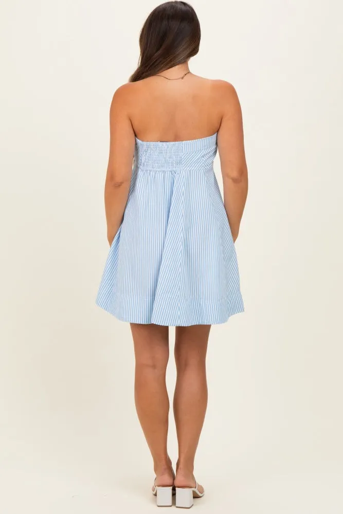 Light Blue Striped Strapless A-Line Maternity Dress sold by Pinkblush product image thumbnail 4