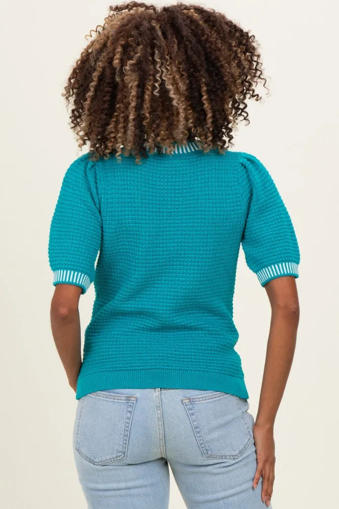Light Teal Waffle Knit Maternity Sweater Top sold by Pinkblush product image thumbnail 4