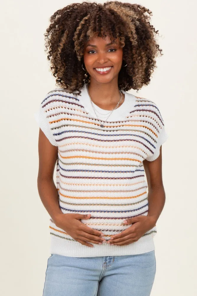 Navy Multicolor Striped Maternity Sweater Top sold by Pinkblush product image thumbnail 2