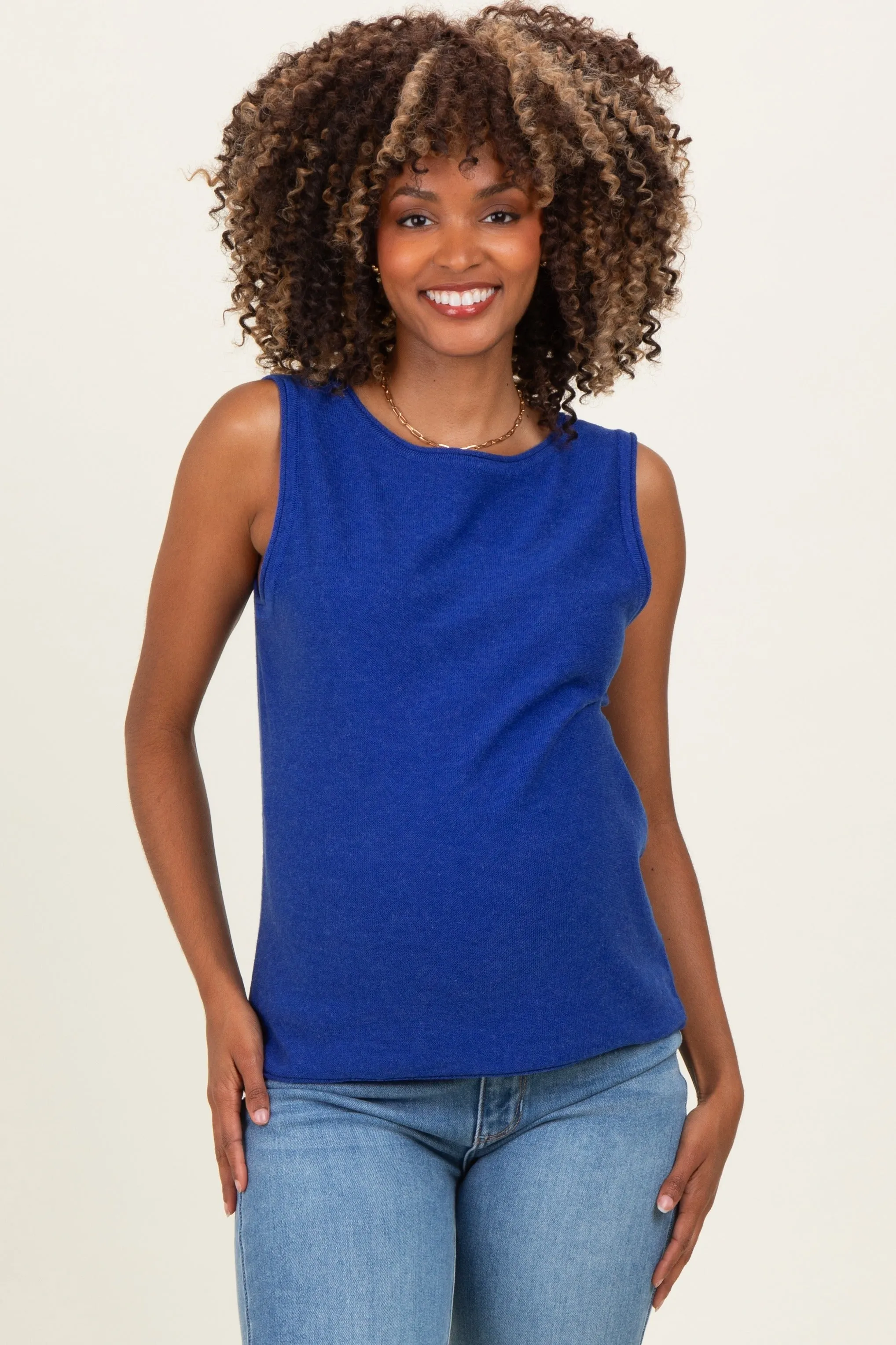 Royal Blue Sleeveless Knit Maternity Top sold by Pinkblush
