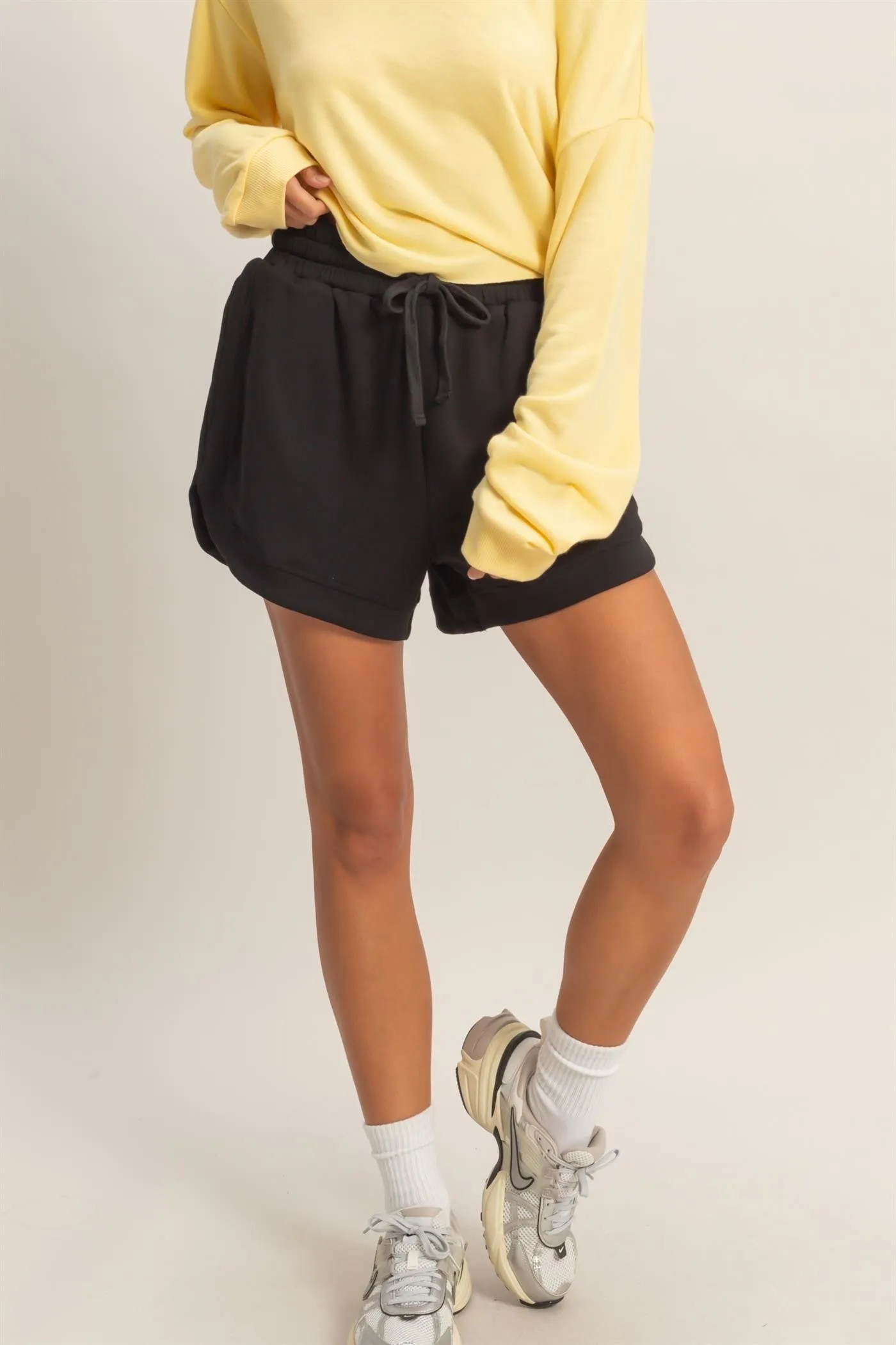 Black Drawstring Relaxed Fit Shorts sold by Pinkblush product image thumbnail 2