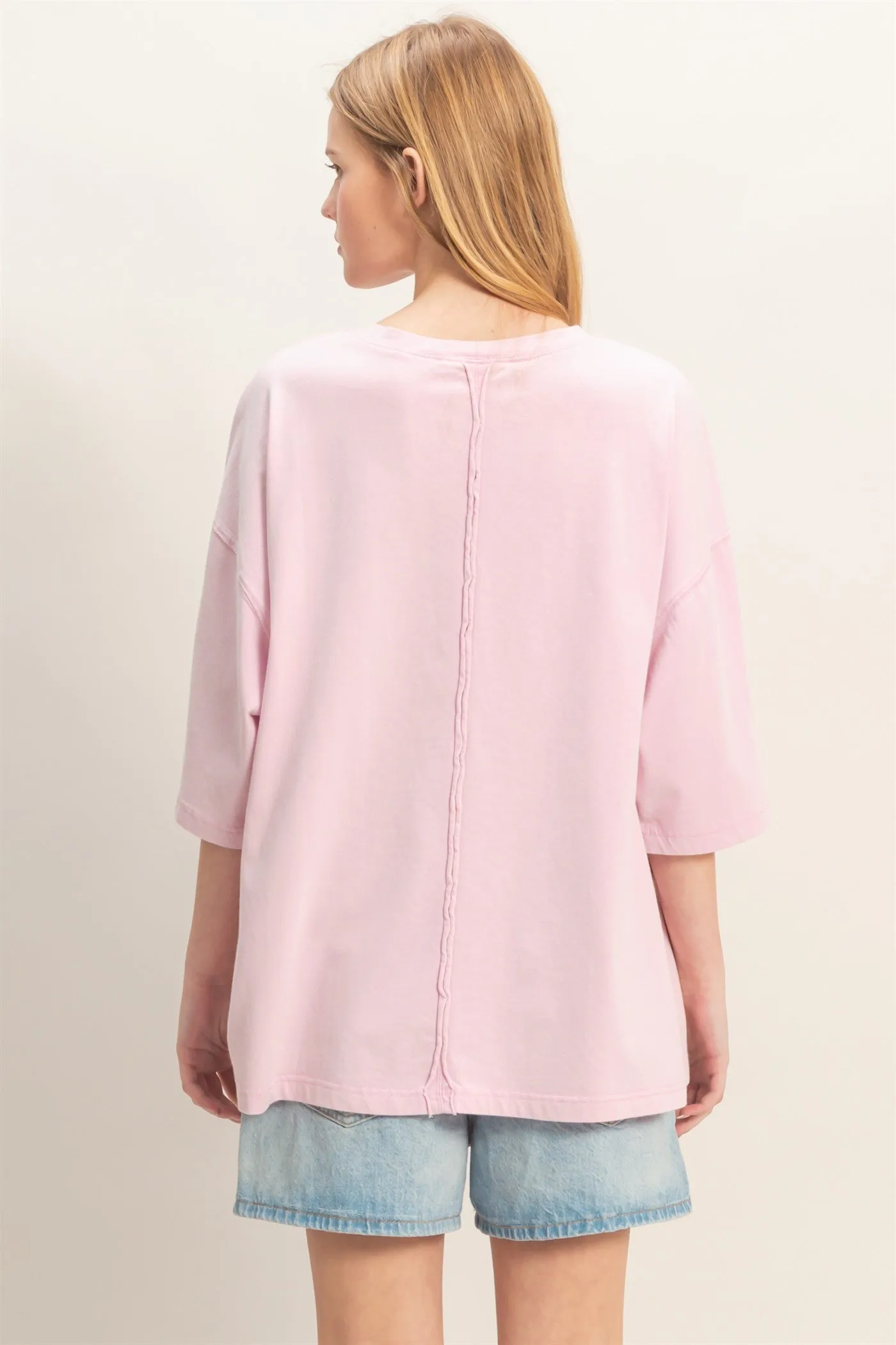 Pink Washed Oversized Crew Neck Top sold by Pinkblush product image thumbnail 3