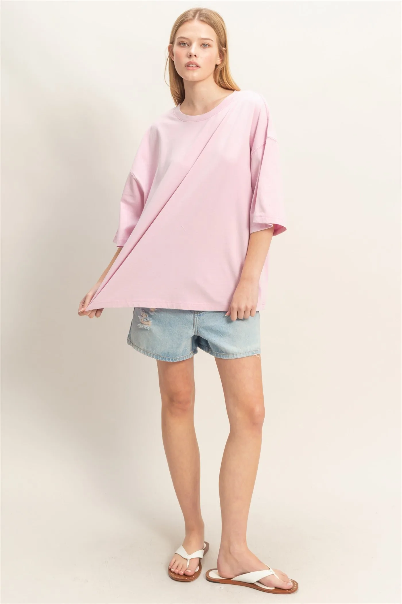 Pink Washed Oversized Crew Neck Top sold by Pinkblush product image thumbnail 4