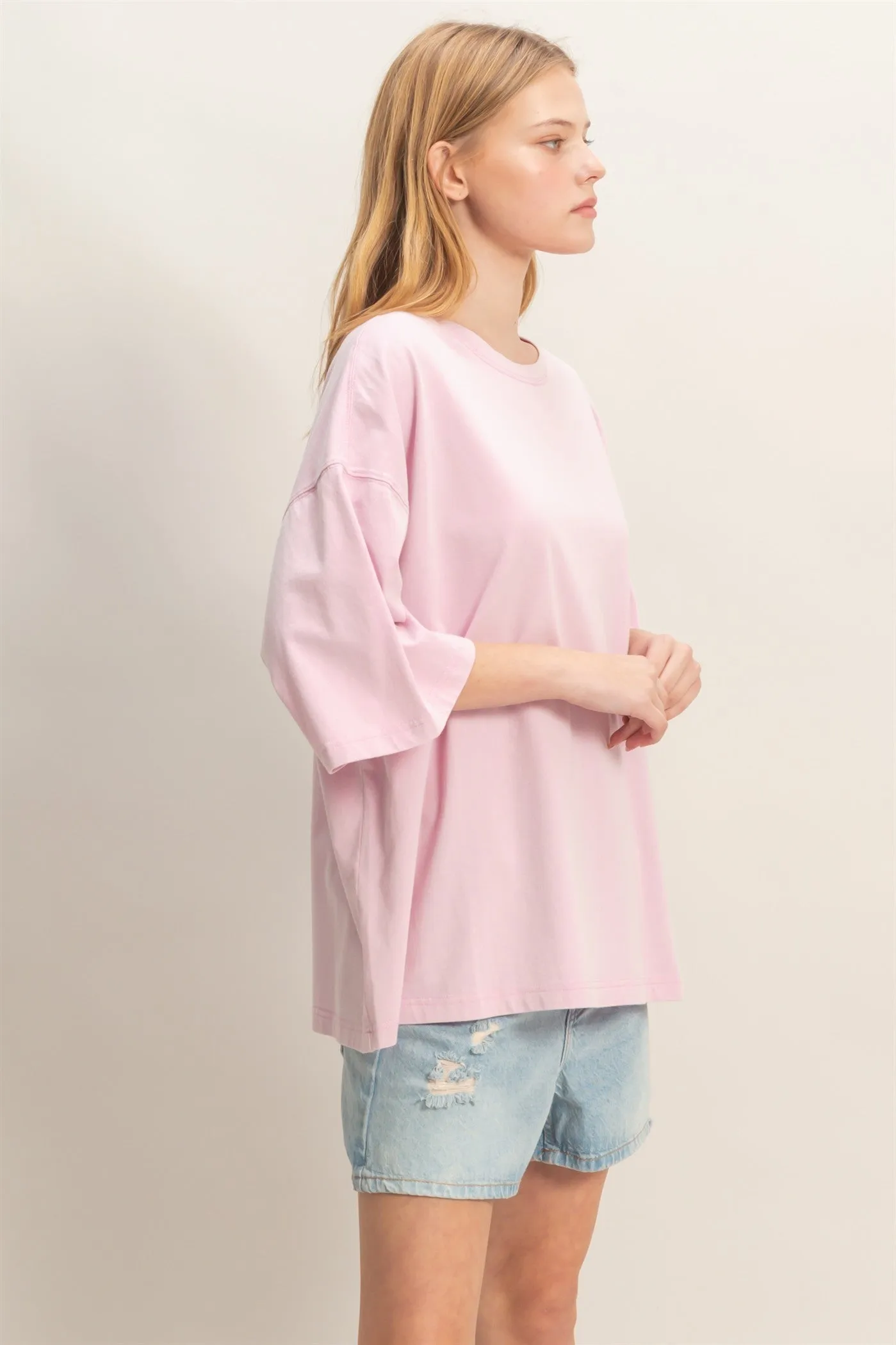 Pink Washed Oversized Crew Neck Top sold by Pinkblush product image thumbnail 2