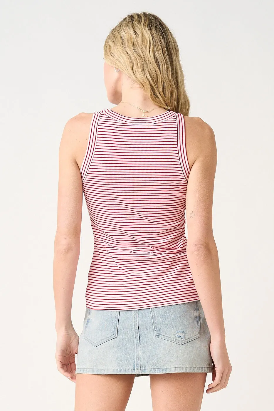 Red Striped Ribbed Knit Tank Top sold by Pinkblush product image thumbnail 3