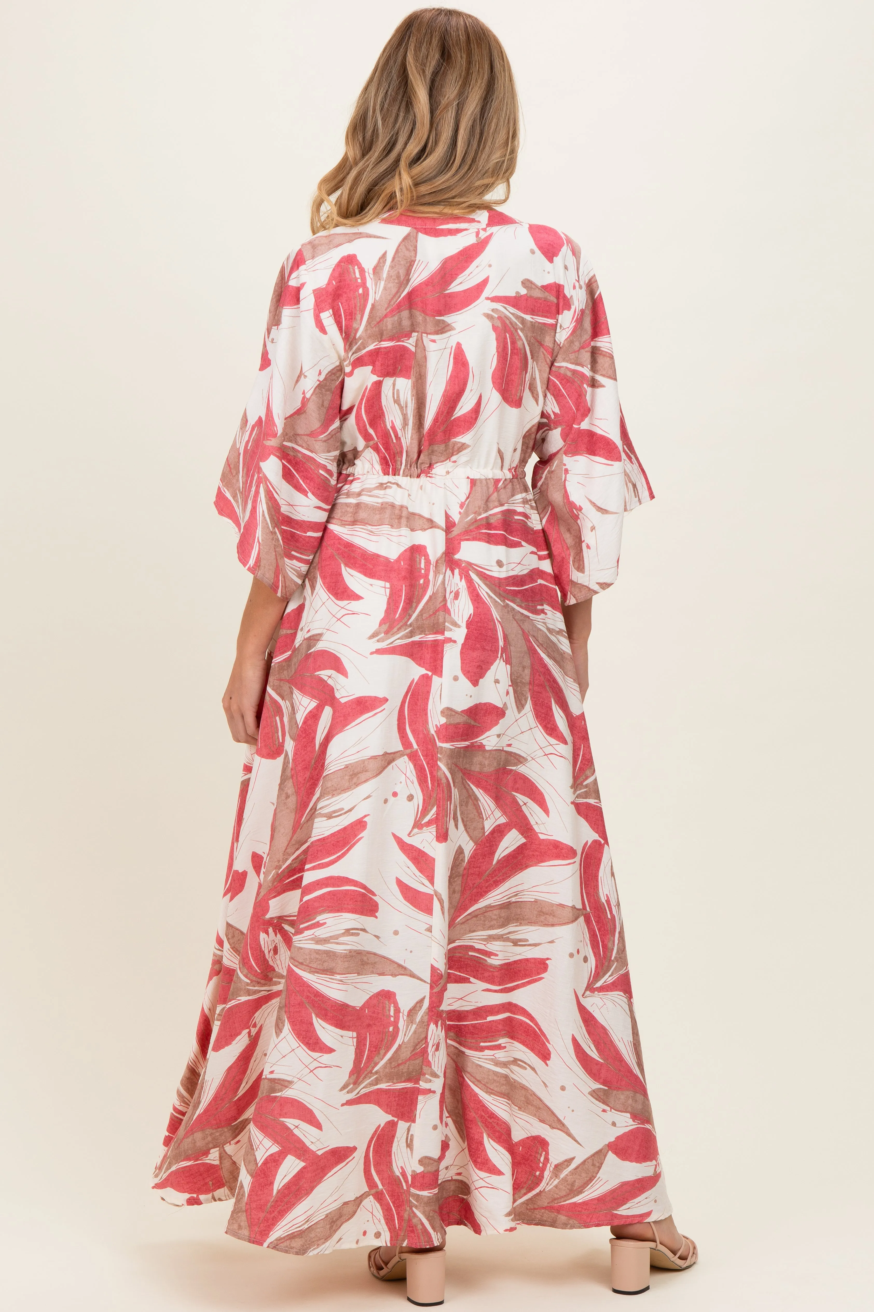 Rose Printed Button Up Waist Tie Maternity Maxi Dress sold by Pinkblush product image thumbnail 3