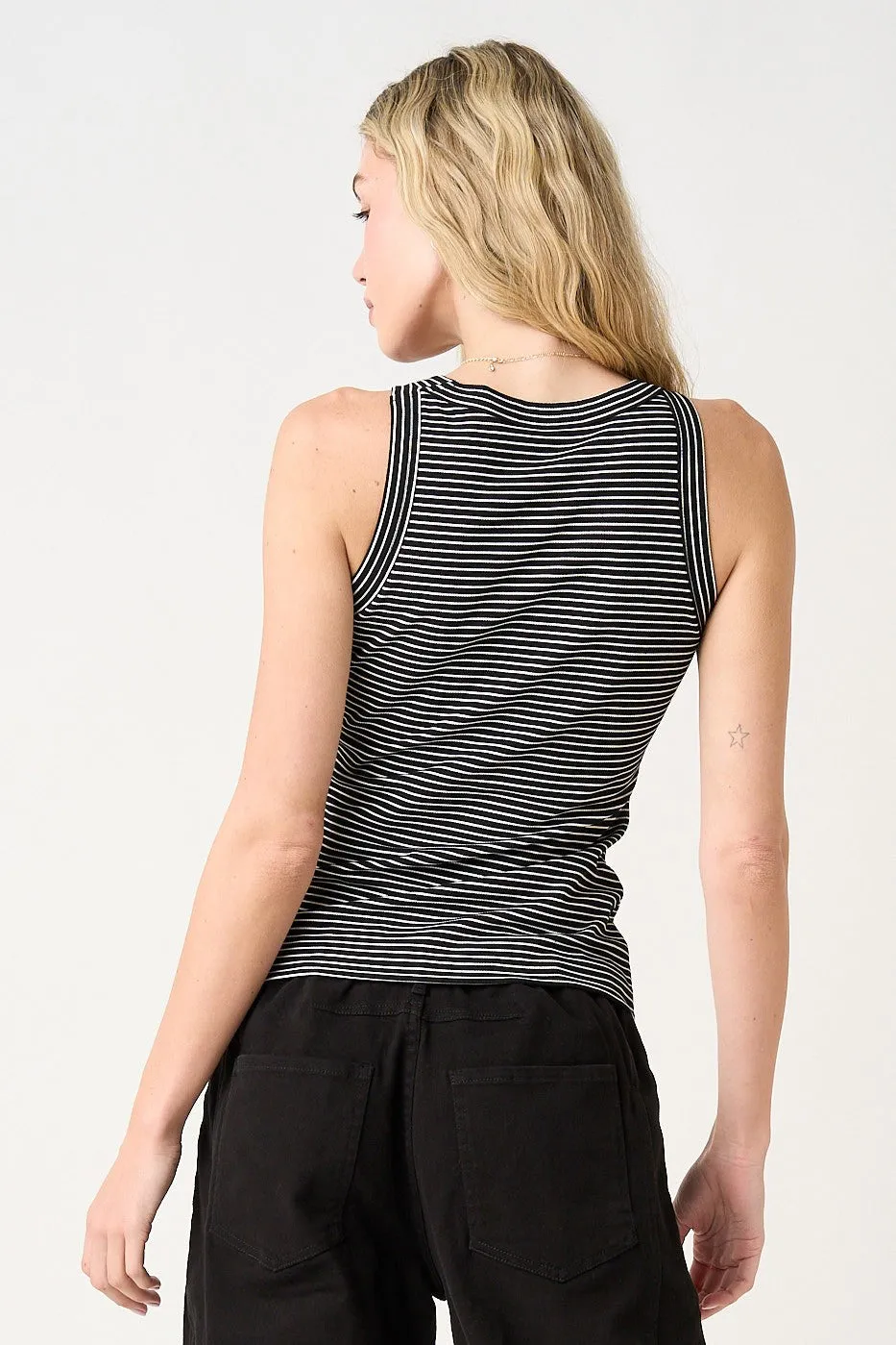 Black Striped Ribbed Knit Tank Top sold by Pinkblush product image thumbnail 3