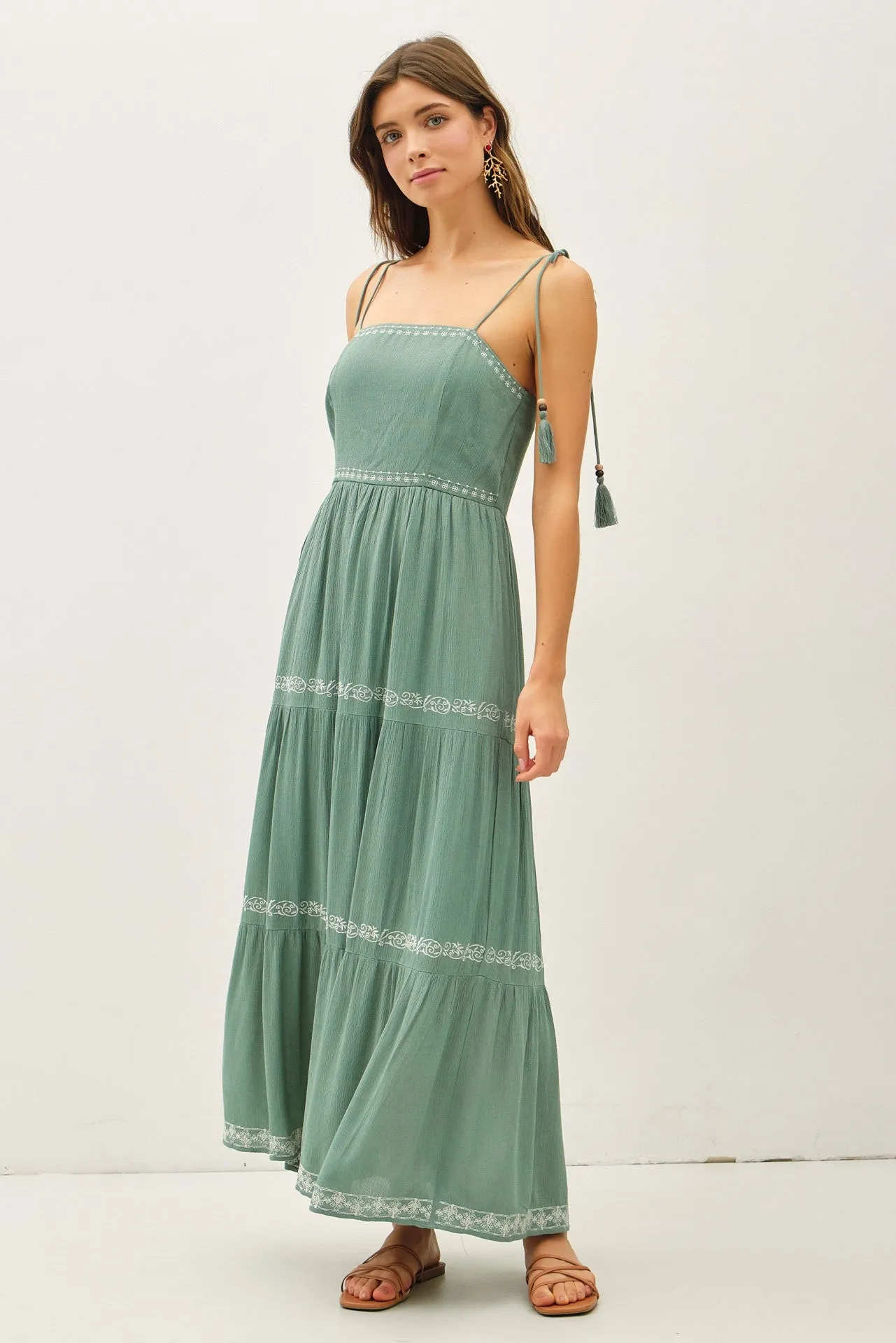 Jade Embroidered Tiered Maternity Maxi Dress sold by Pinkblush product image thumbnail 5